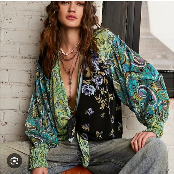 Free People Tops - Free People Multicolor Paisley Blouse